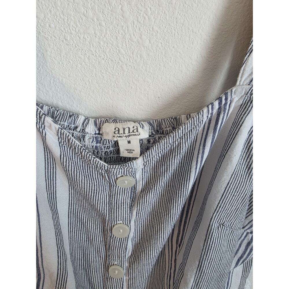 A.N.A Women Dress Sz M Blue White Striped Sleeveless Adjustable Strap - Picture 2 of 9